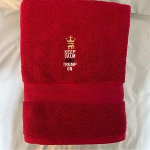 30”x 54” 100% cotton beach towel. So your MAGA off at the beach, pool, anywhere.